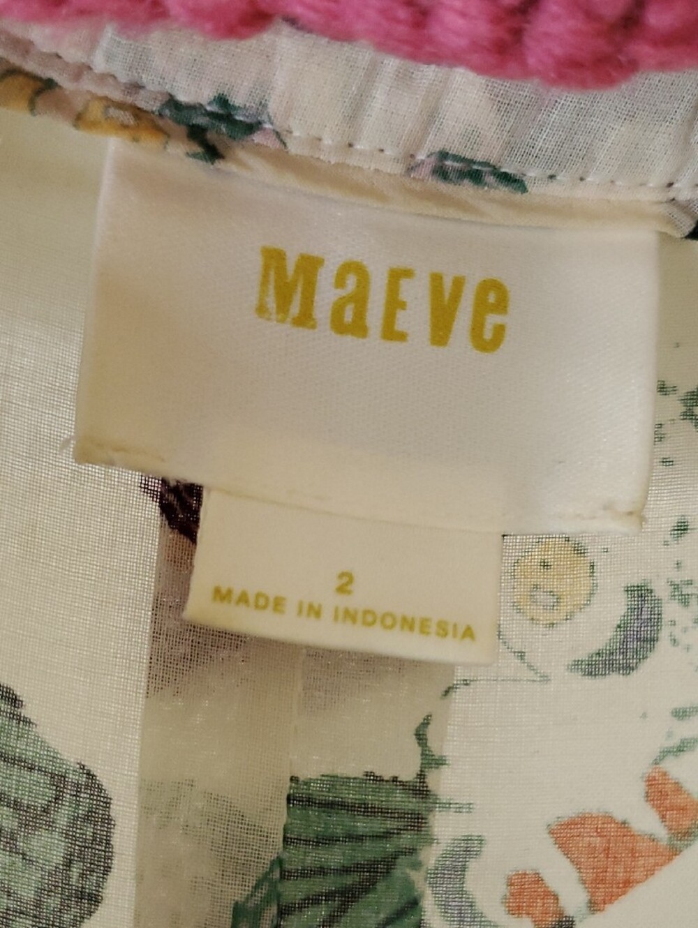 Maeve Anthropologie Cream Blouse with Green & Purple Butterfly Print - Picture 2 of 4